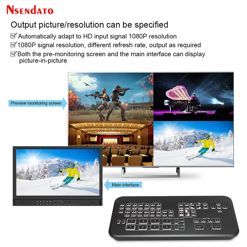 HDMI USB2.0 Video Mixer Switcher Capture Card Box With HDMI Input RGB Video Switcher Mixer 4x2 For PIP RJ45 For Live Streaming