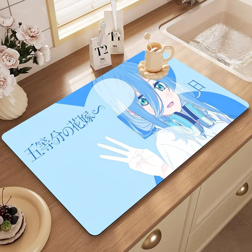 Nakano Miku Super Absorbent Coffee Mat Dish Draining Mat Large Kitchen Drying Mat Quick Dry Bathroom Drain Pad Kitchen