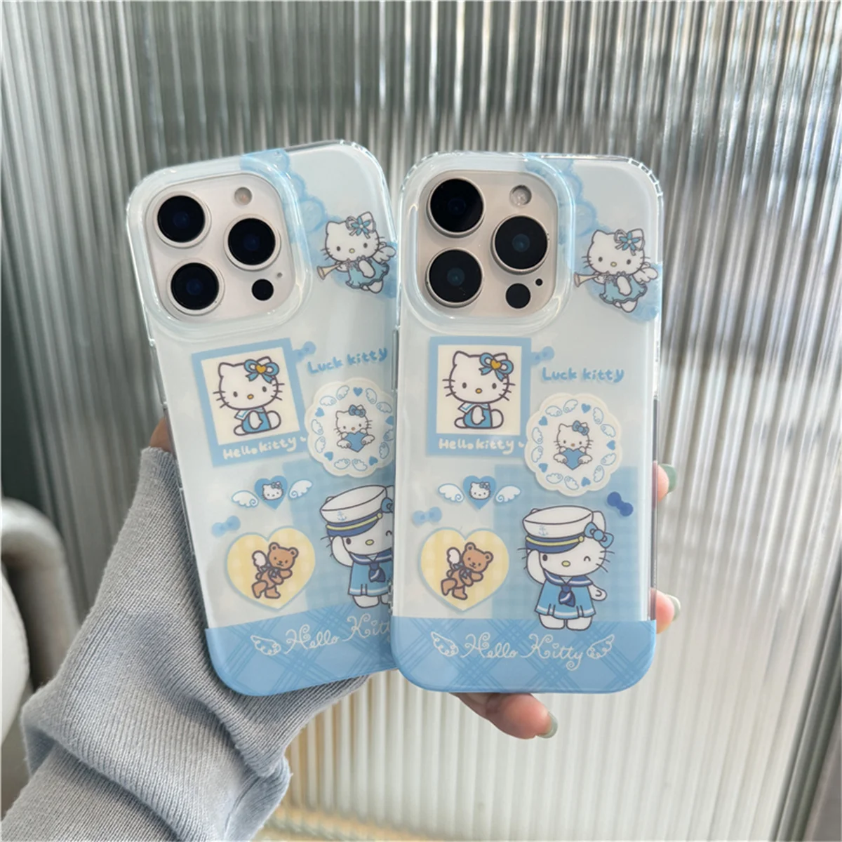

Korean Cute Wing Hello Kitty Phone Case For iPhone 16 Pro 14 15 Pro Max 14Pro Cover Kawaii Cartoon Protective Cases