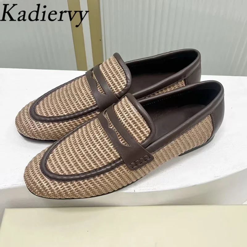 

Spring New Flat Loafers Woman Braided Round Toe Slip-on Mules Shoes Women Casual Comfort Lightweight Daily Women's Shoes