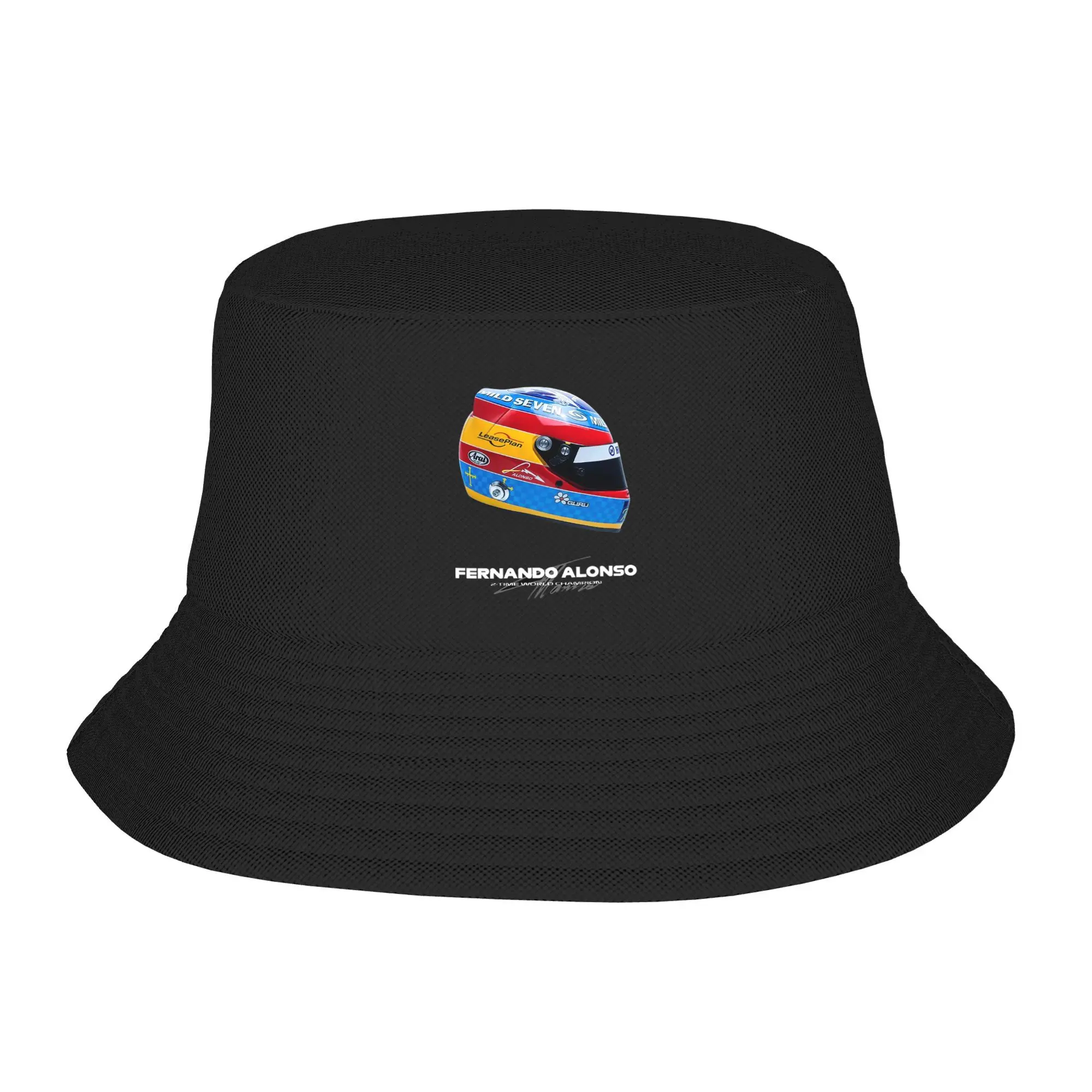 

Fernando Alonso Helmet Bucket Hat Panama Bob Hats Outdoor Cool Autumn For Summer Beach Fishing Unisex Fisherman Caps
