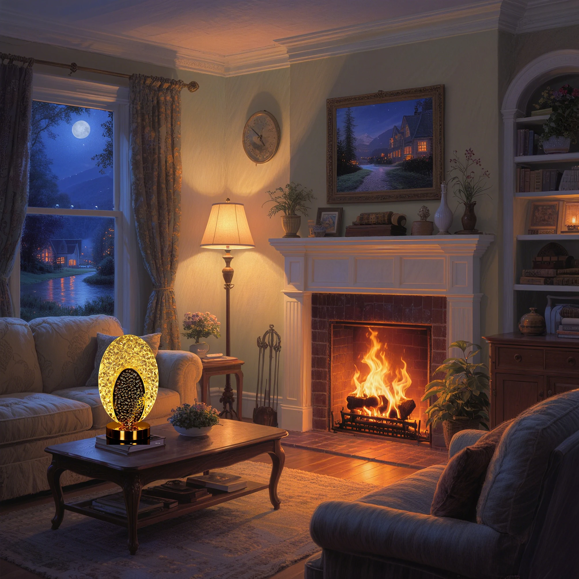 

Wireless portable crystal table lamp, touch sensor controlled LED table lamp, 3-color stepless dimming USB power supply lamp