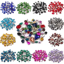 New 50Pcs/Pack Mix Size Mix Shape Cup Chain Rim Crystal Stones Sliver Claw Setting Glass Rhinestone Sewing Clothing Accessories