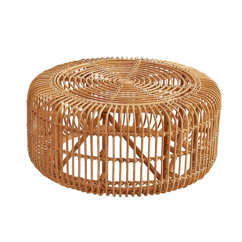 

Round woven small coffee table, living room home simple creative homestay rattan small round coffee table