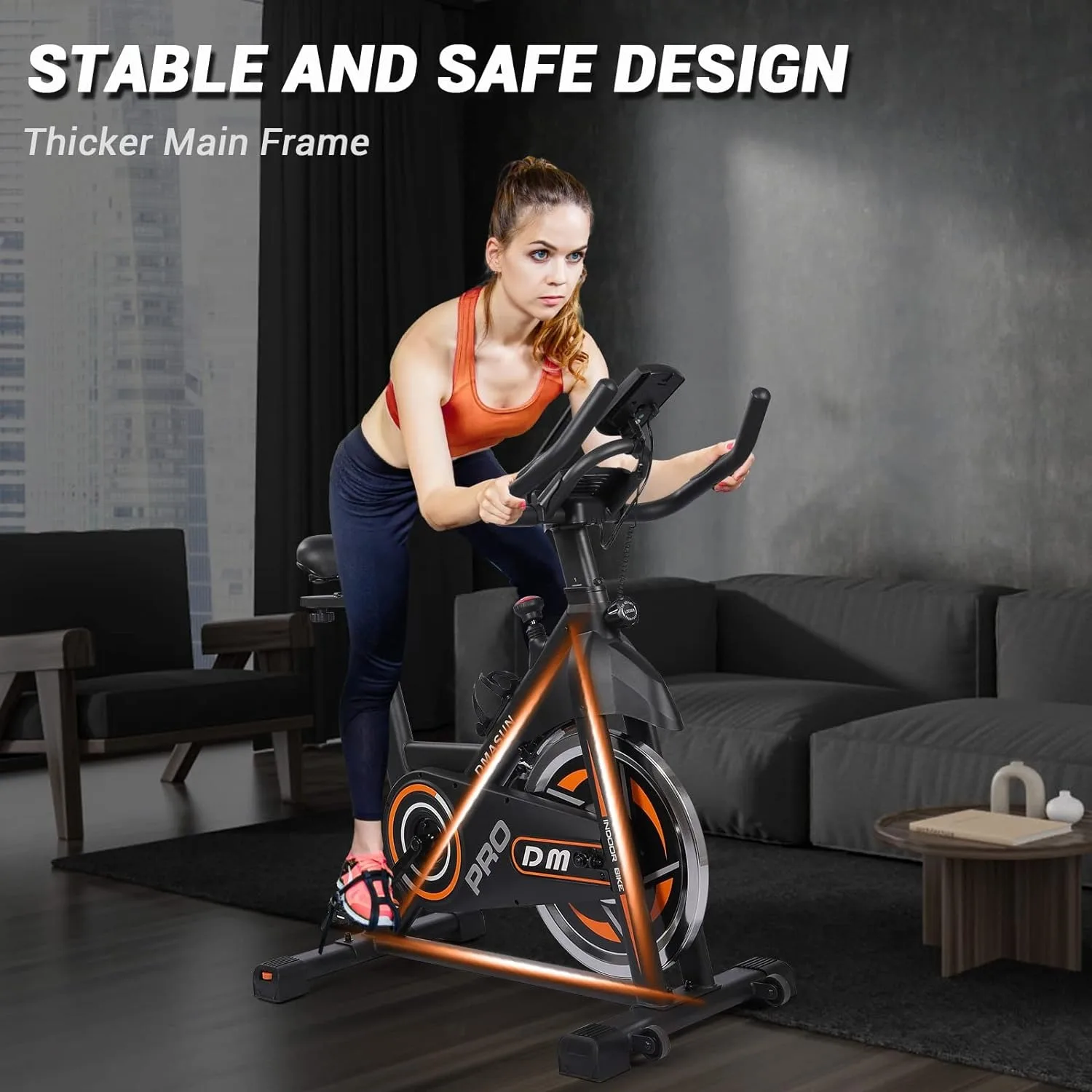 Exercise Bike, Pro Magnetic Resistance/Brake Pad Cycling Bike Stationary, w/ Comfortable Seat Cushion, Digital Display w/ Pulse