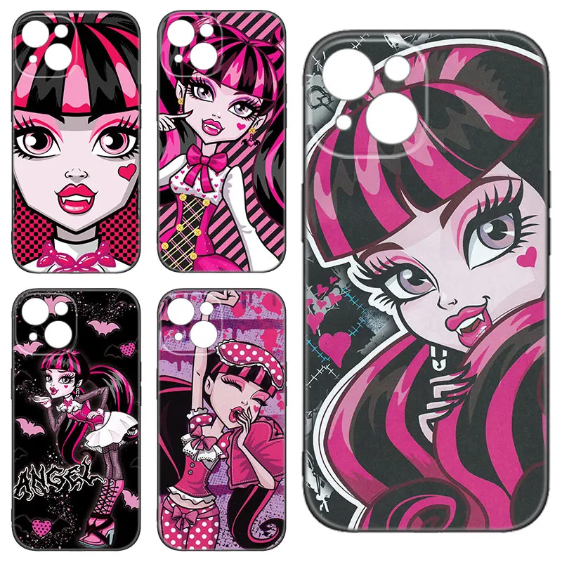 Anime Monsters High Black Silicone Phone Case For Apple iPhone 12 13 Mini 11 14 15 Pro Max 7 8 Plus X XR XS SE 2020 2022