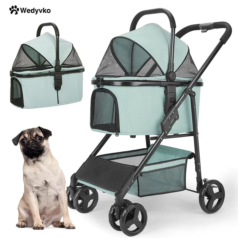 

﻿ Wedyvko Pet Stroller,Foldable Pet Travel Carrier for Small/Medium Dogs Cats up to 48 lbs,Detachble Portable Pet Bag,애완견 유모차