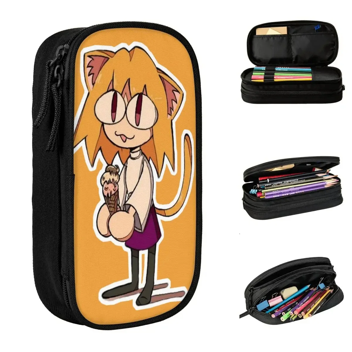 Cute Neco Arc Neko Memes Pencil Cases Pencil Box Pen for Student Big Capacity Pencil Bags Students School Zipper Stationery