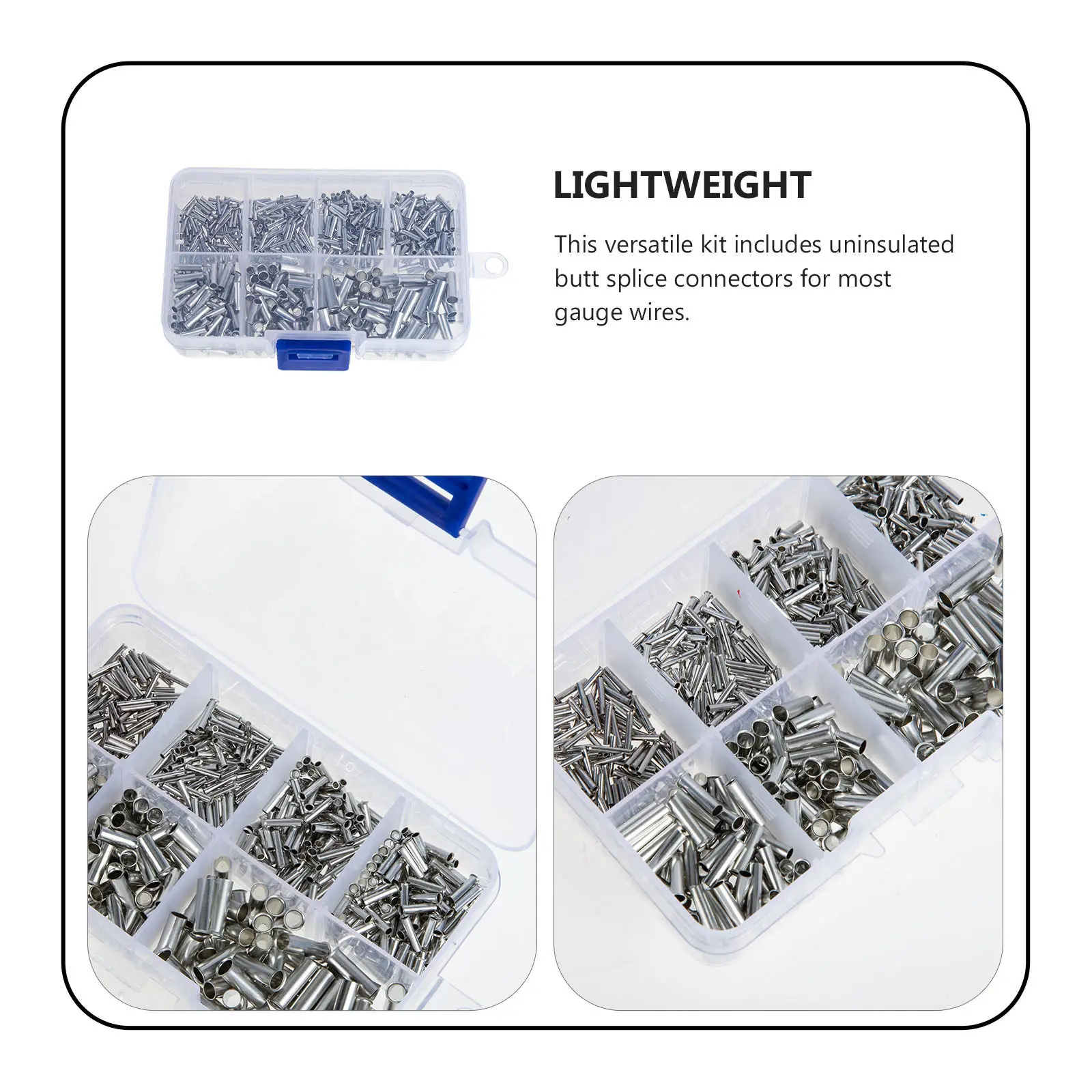 Wire Ferrule Terminals 600 Piece Non Insulated Cable End Crimp Tubes Electrical Connector Assortment Kit