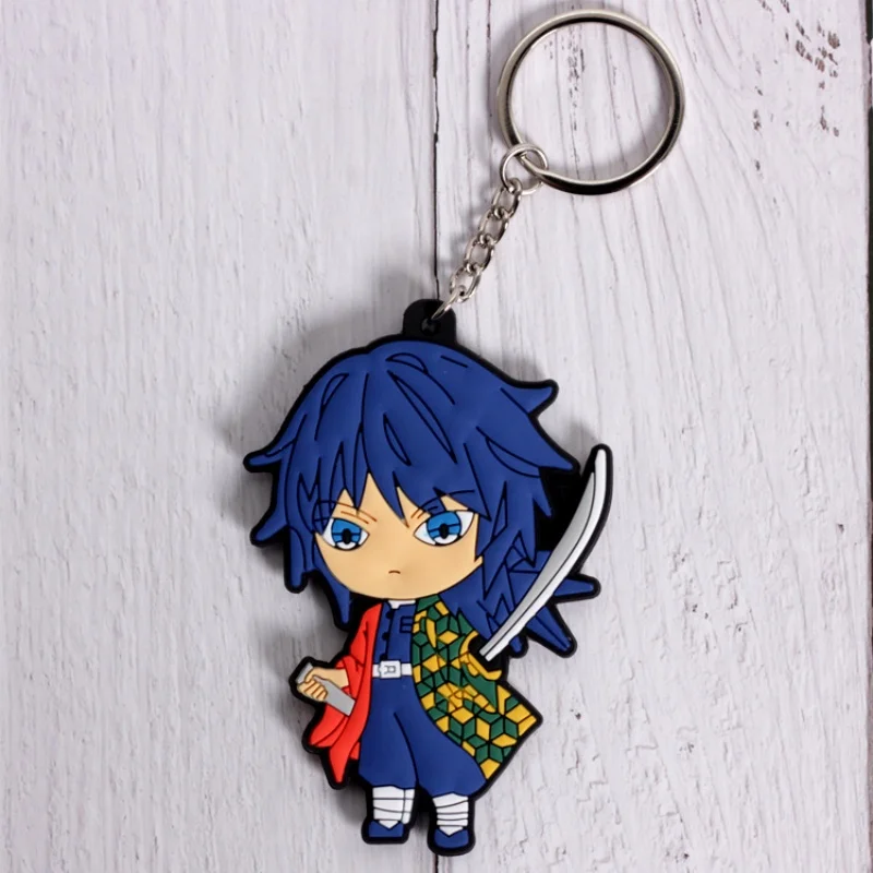 Anime Demon Slayer Figuur Model Sleutelhanger PVC Dubbelzijdig Zachte Lijm Cartoon Kawaii Pop Sleutelhanger Rugzak Decoratie Hanger Gif