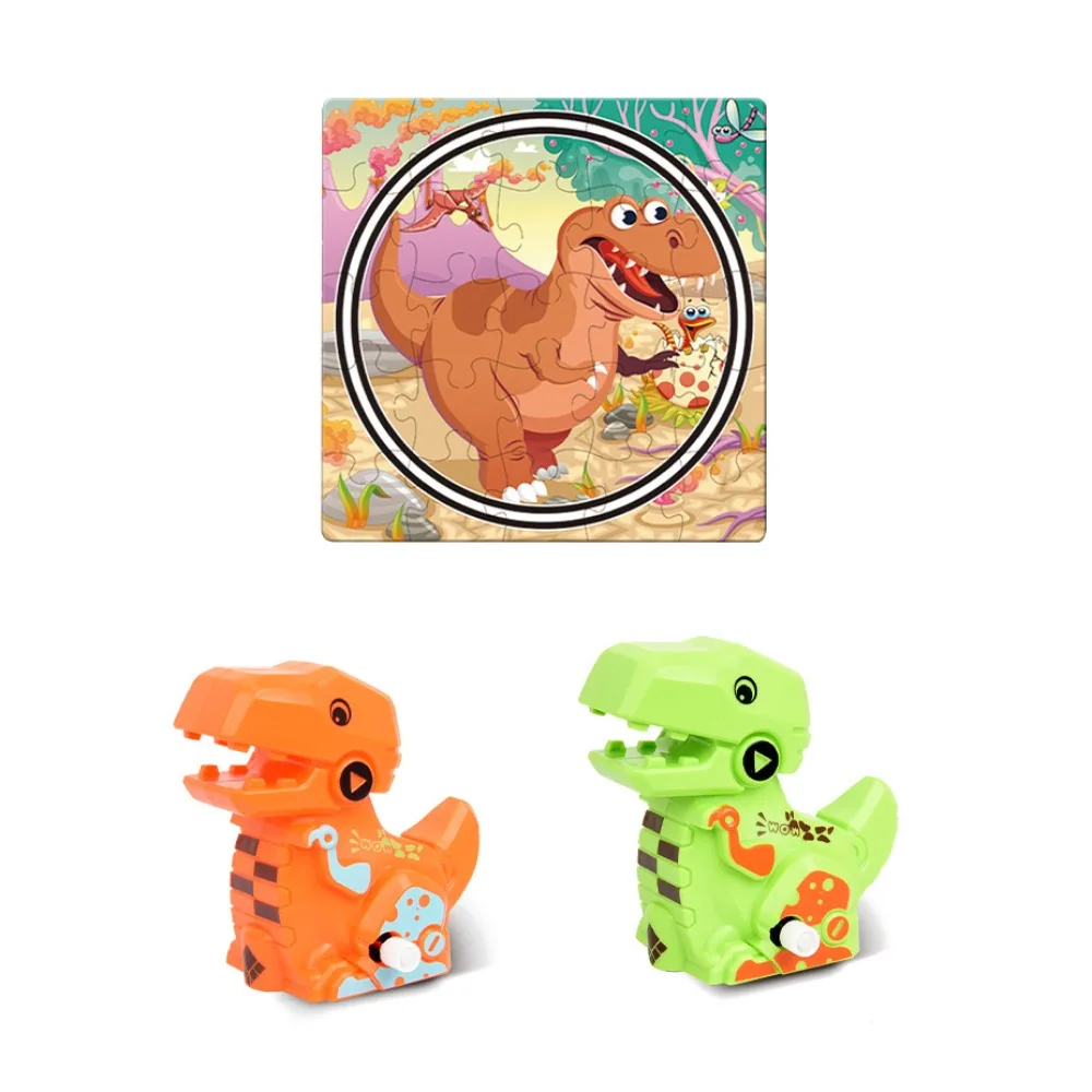 

Plastic Dinosaur Track Car Toys Board Gams Montessori Children Inertia Car 2-in-1 Jigsaw Toys DIY Rail Assembled Puzzle