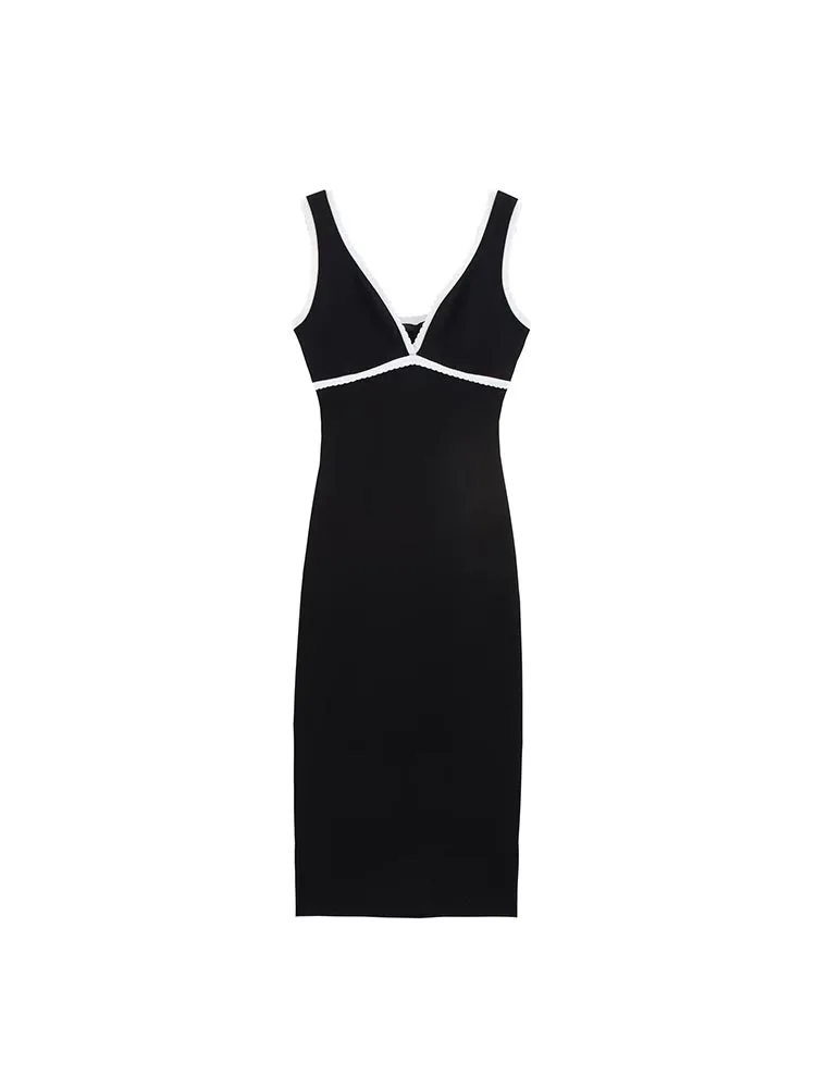 

2025 Women Summer Tank Dress Fashion Sexy Slim Strapless Patchwork Elastic Female Elegant Street knitted Dresses Clothing
