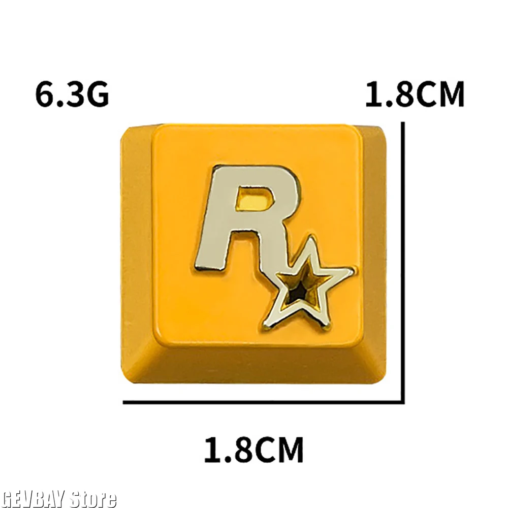 غطاء مفاتيح معدني بشعار Rockstar بنمط ثلاثي الأبعاد ملمس مريح لعمود لوحة المفاتيح الميكانيكية المتقاطعة #6