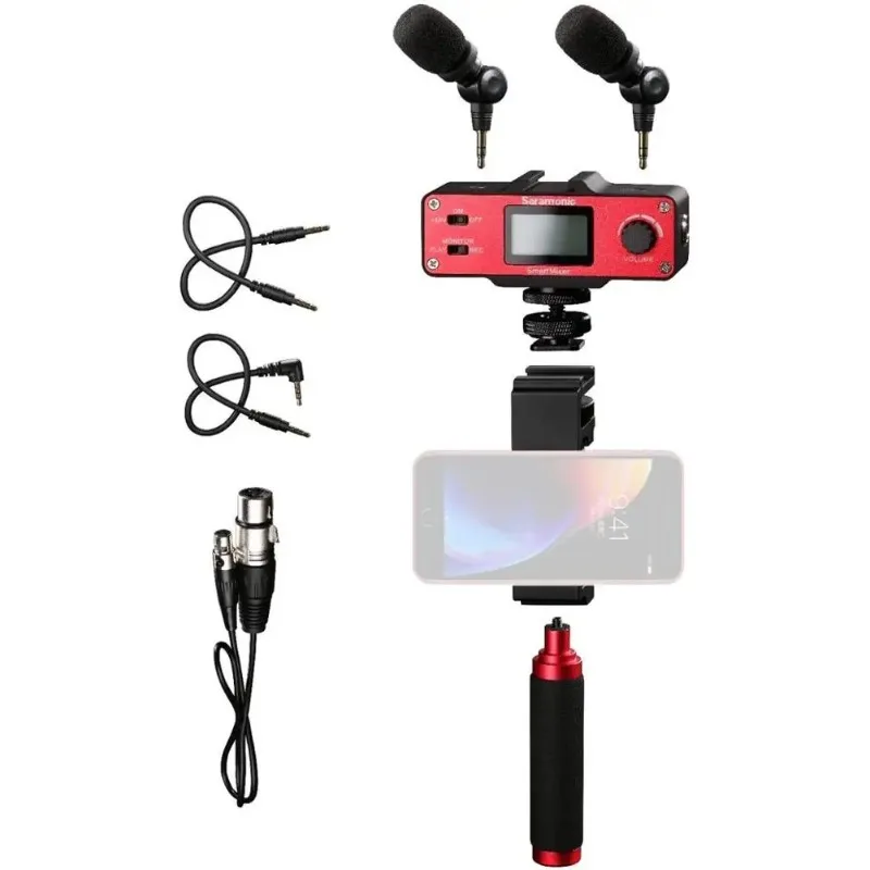 NEW Saramonic SmartMixer Handheld Recording Stereo Microphone with Handle Grip for iPhone X 8 8 Plus 7 7 Plus 6 Android Smartpho