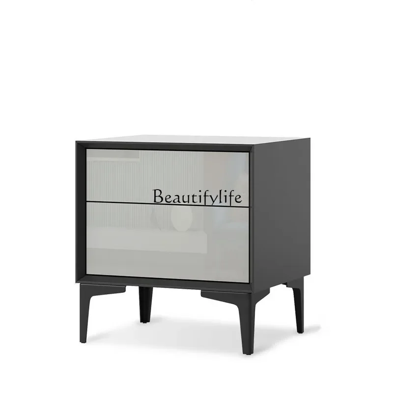 

ls 18Italian modern simple home bedroom bedside storage cabinet light luxury wrought iron minimalist bedside cabinet