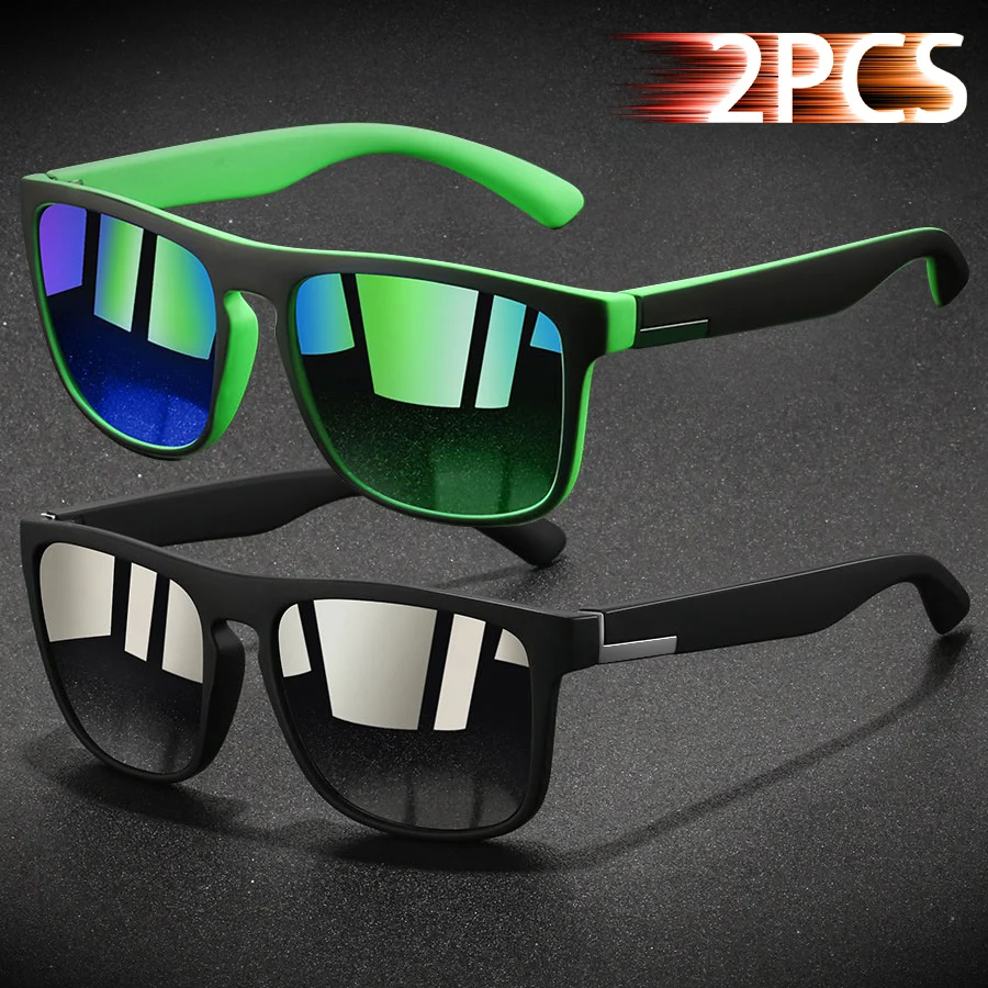 2PCS Vintage Stripe Colorful Sunglasses Men Women Classic Fashion  Designer Eyewear Outdoor Travel Fishing Driving Glasses image 4