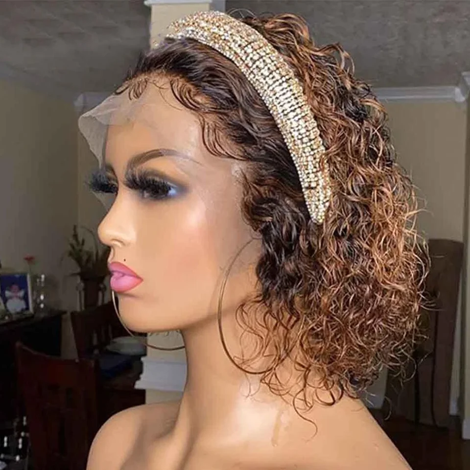 Korte Menselijk Haar Pruik Hoogtepunt Pixie Cut Lace Front Menselijk Haar Pruiken Voor Zwarte Vrouwen Perruque Cheveux Humain Goedkope Lijmloze pruik