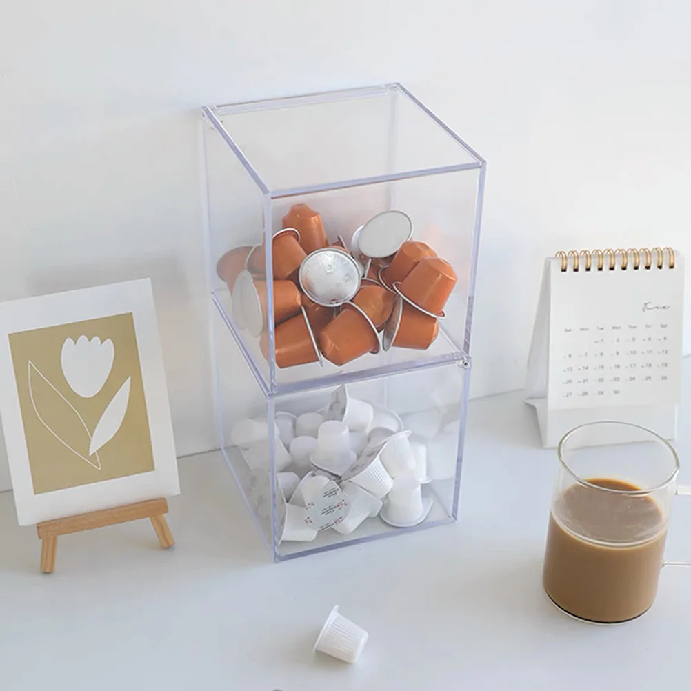 

2pcs Clear Transparent Dustproof ganizer for Jewelry Desktop Dustpoof Storage Box Capsules Storage Box Cosmetics Home