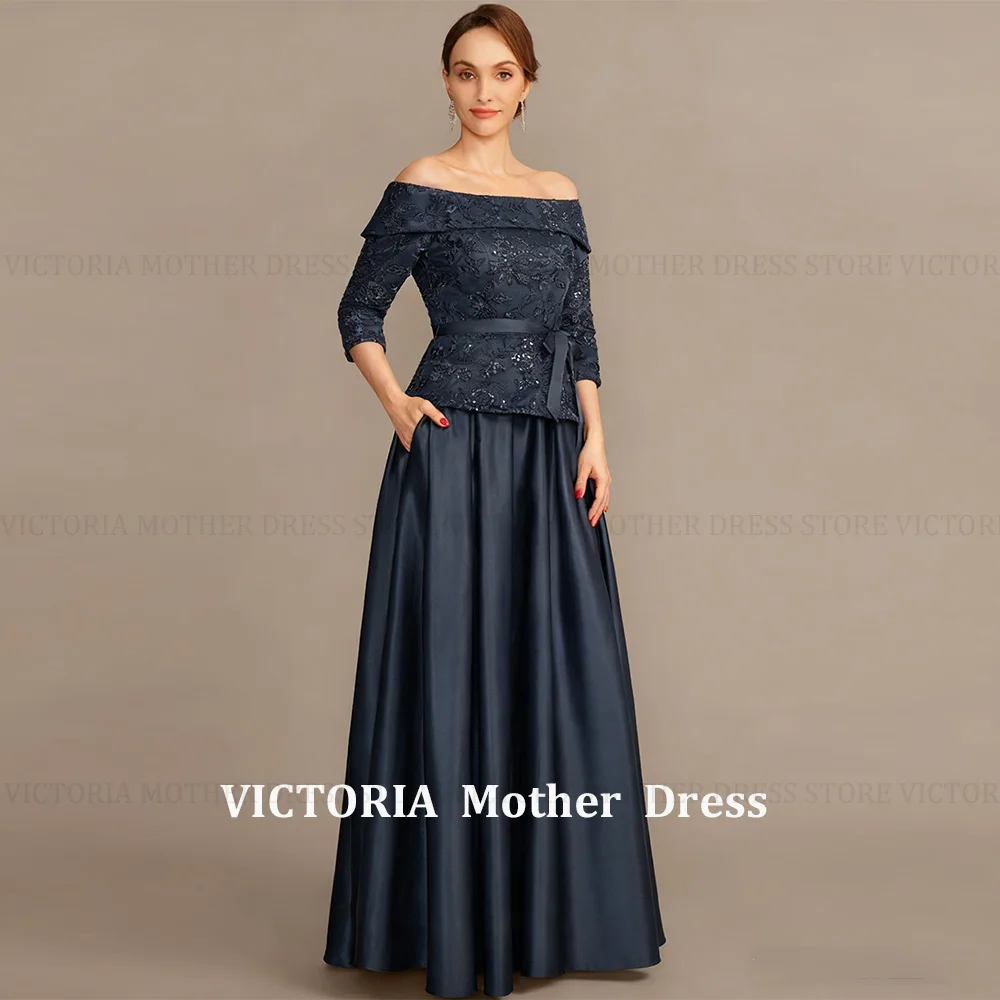 VICTORIA Customized Satin Exquisit Wedding Guest Gowns Off-Shoulder Party Evening Dresses Mother of the Bride/Groom Dress A-Line