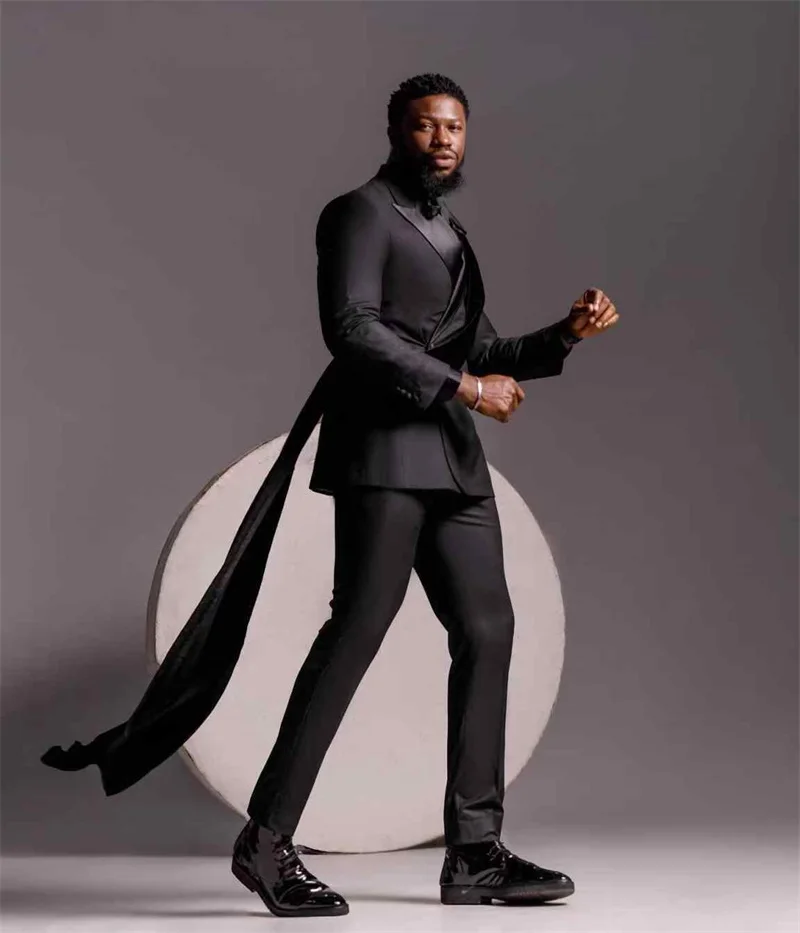 Conjunto de ternos masculinos pretos, 2 peças, blazer + calças, prata, apliques, casamento, smoking, jaqueta formal, escritório, negócios, casaco masculino