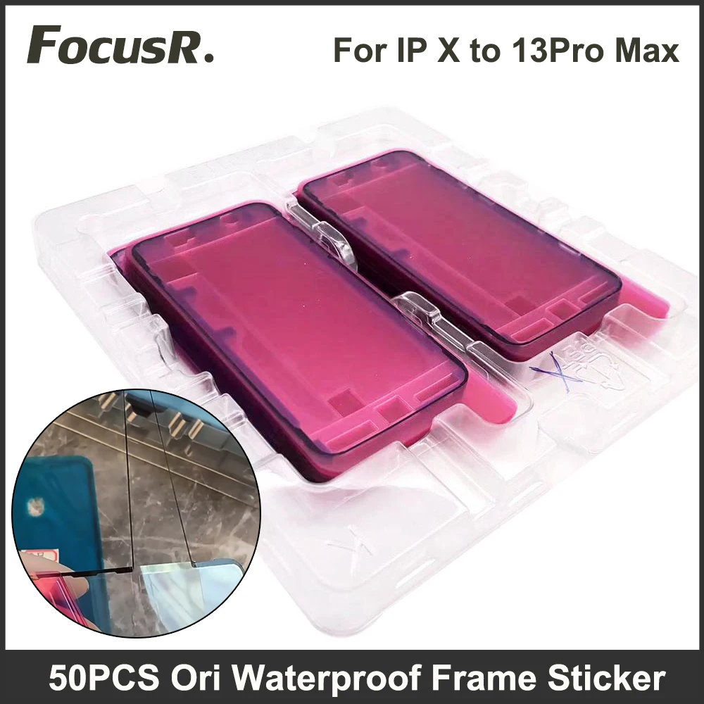 50PCS Full Ori Waterproof Tape For iPhone 16 15 14 13 12 mini XS Max LCD Frame Bezel Seal Sticker Glue Red Film Adhesive