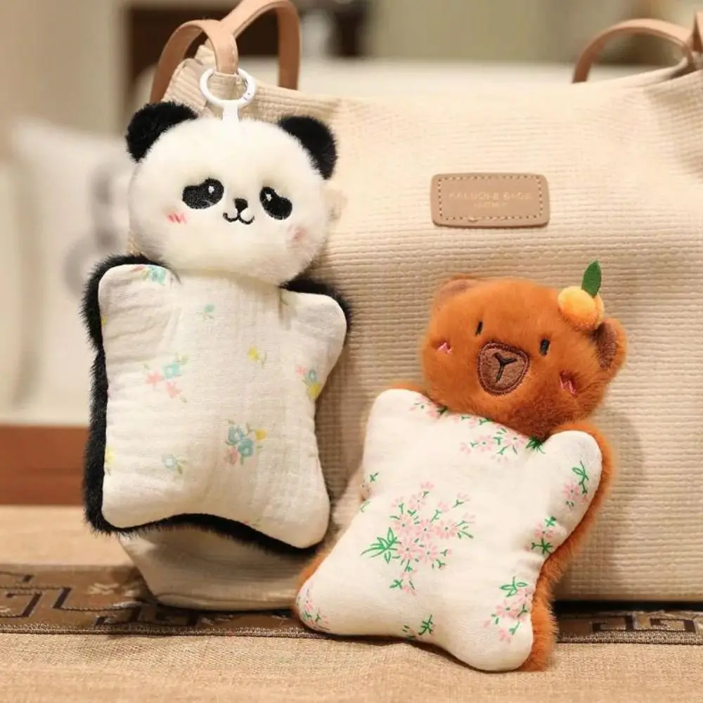 Fashione Simulation Capybara Finger Puppet Fluffy Soft Panda Plush Pendants Cartoon Kawaii Plush Rabbit Doll Pendant Jewelry