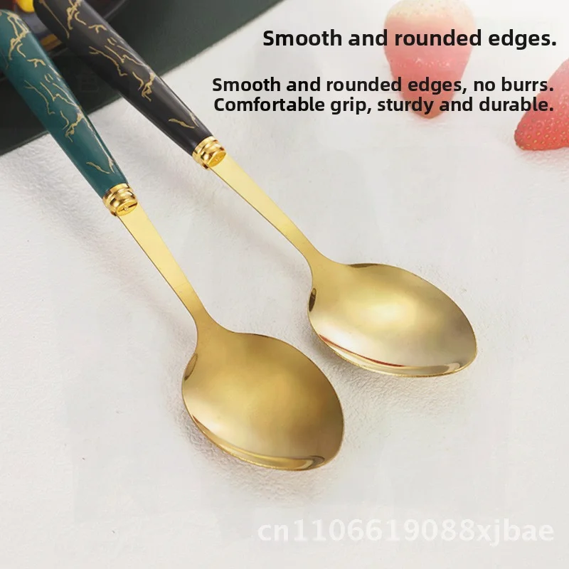 

Набор из 24 предметов, трансграничная мраморная ручка, столовые приборы из нержавеющей стали-нож, вилка, ложка, десертная ложка, подарочная коробка, креативный минималистский стиль