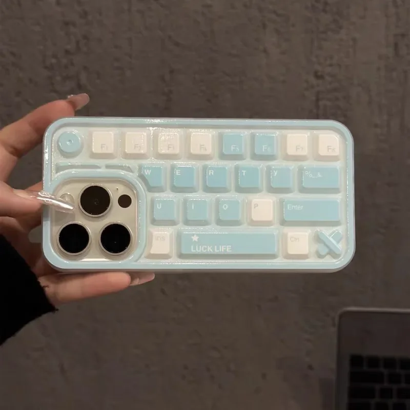Compatible for Iphone 11 16 13 Case IPhone 13 12 15 11 14 16 Pro Max Creative Decompression Keyboard Carrtoon Colored Soft Case