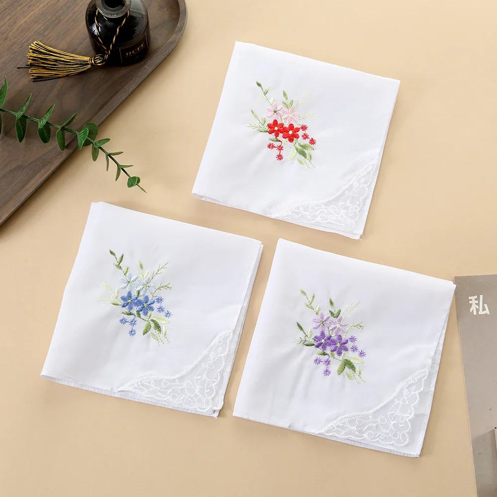 6Pcs Soft Pure Combed Cotton Handkerchiefs, Elegant