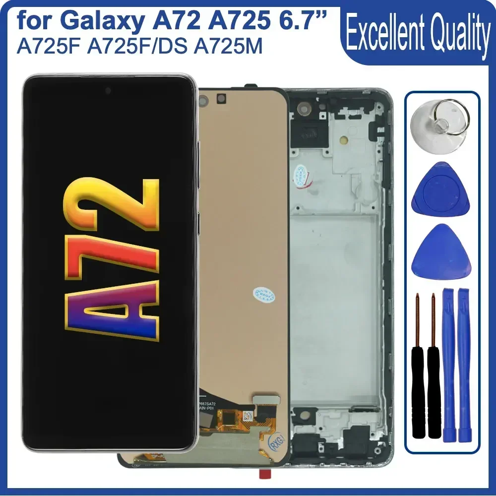 Super AMOLED Display for Samsung Galaxy A72 A725F Screen Display LCD Digitizer Replacement for Samsung A72 4G LCD SM-A725F A725M