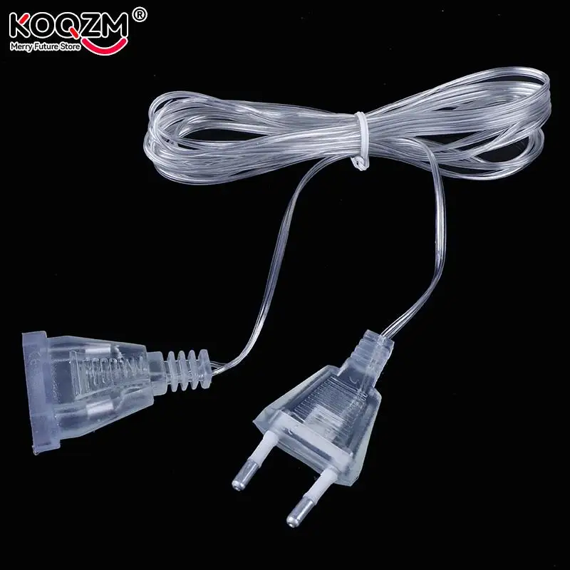 3M EU Power Extension Cable Plug Transparent Standard Power Extension Cord For Home Holiday Led String Light Christmas Lights