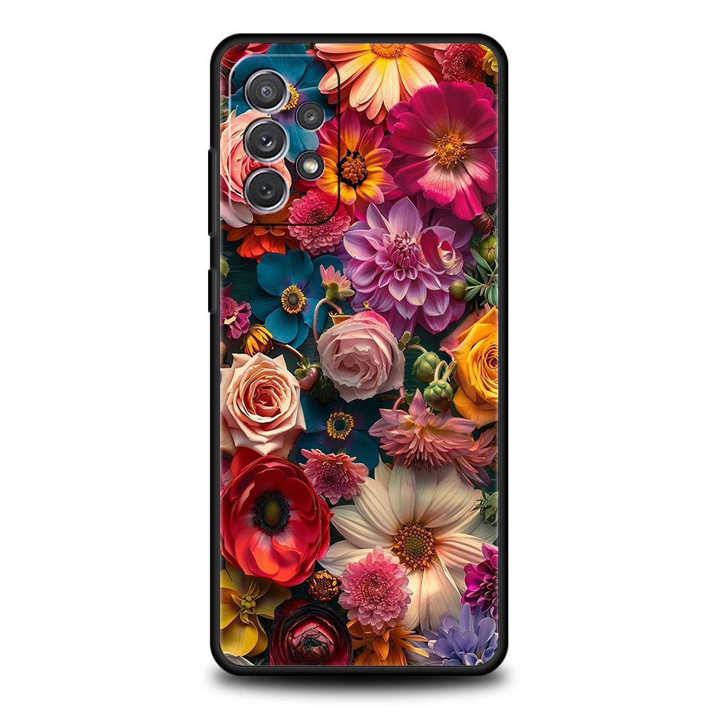 Bunte Blumen Handyhülle für Samsung Galaxy A55 A35 A15 A14 A25 A54 A51 A71 A72 A73 A32 A52 A52S A41 5G Silikonhülle Capas – Detail 2