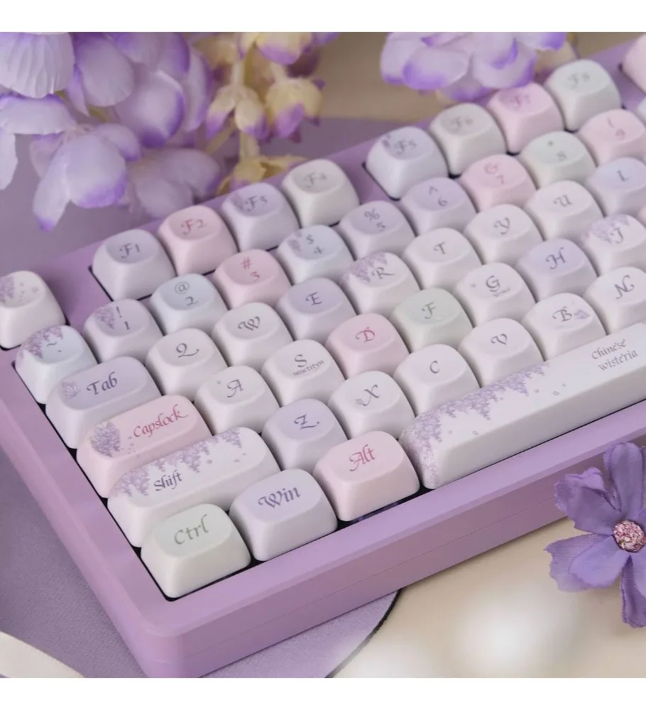 Wisteria flower cute keycap girl dream purple MOA hot sublimation high value personality mechanical keyboard keys keycap