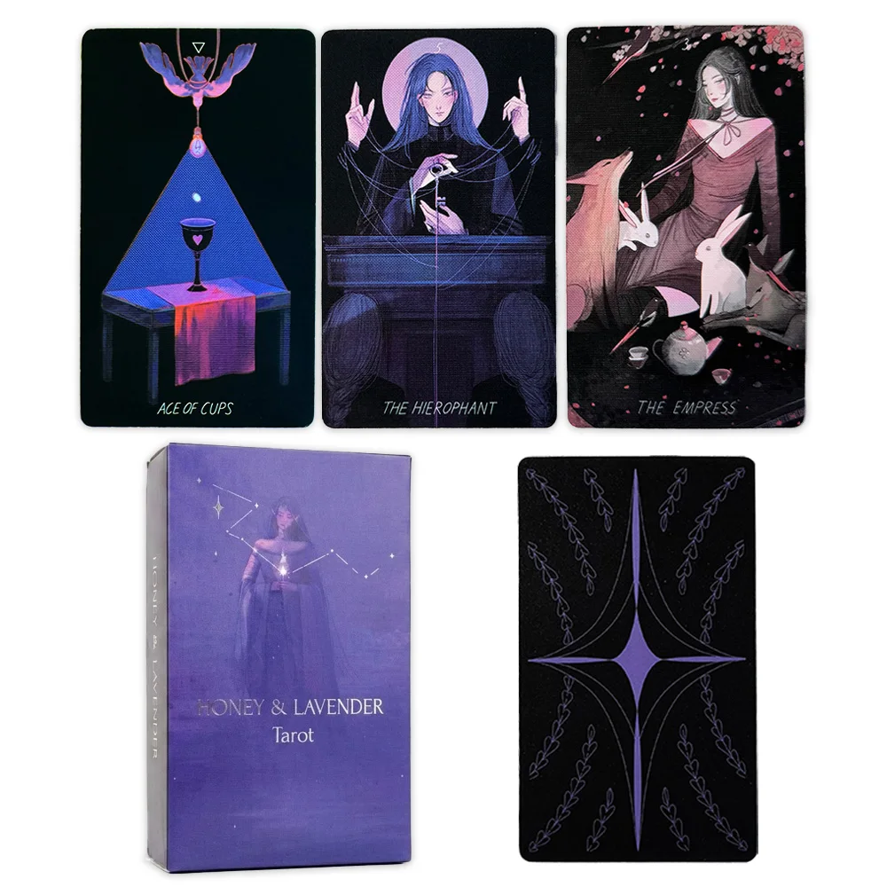 

Honey & Lavender Tarot Cards 78 Card Deck | Whimsical Lavender Purple Witchy Tarot for Beginners | Divination Fate Board Game