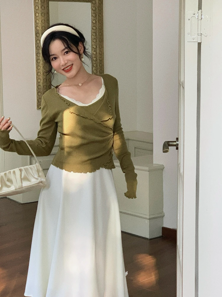 

Уникальный дизайн, женское облегающее трикотажное платье-миди с V-образным вырезом, повседневное, для работы, размер S...