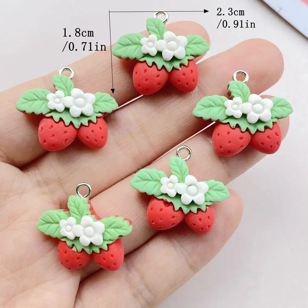 8PCS Resin Cute Flower Strawberry Pendant DIY Discovery Keychain Bracelet Pendant Suitable for Jewelry Making