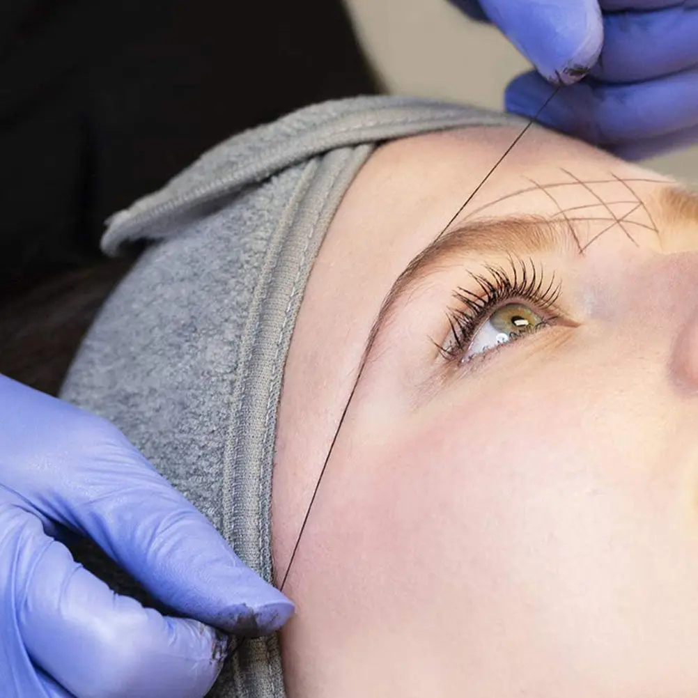 

Набор из 2-х линеек для разметки бровей с чернилами, инструмент для микроблейдинга, для профессионального использования в салонах красоты и домашнего использования, для вышивки бровей чернилами