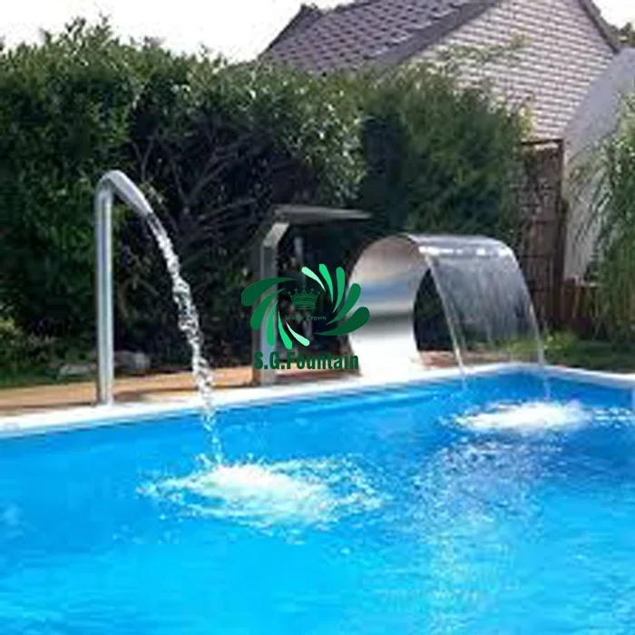 Modern Curved Stainless Steel Waterfall Indoor Water Fountains Cascade for Home Outdoors Parks Pools Ornaments