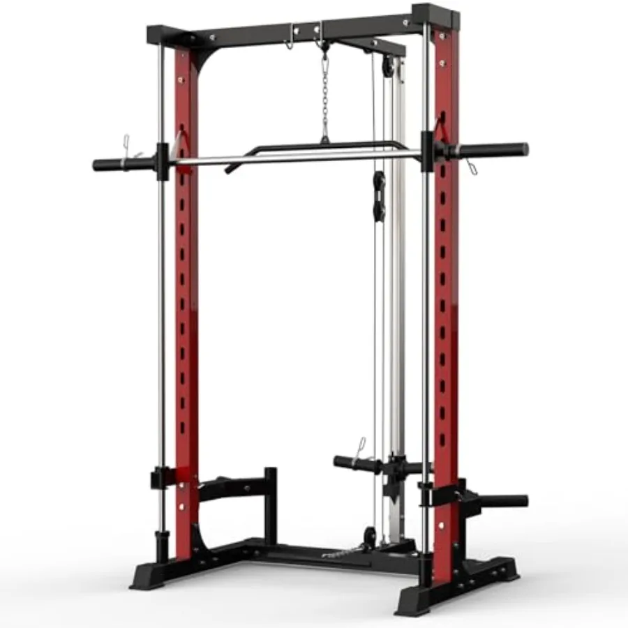 

Многофункциональный домашний тренажер Smith Machine: силовой тренажер-клетка 1000 фунтов с тягой вниз, тягой вверх, стойкой для приседаний и хранилищем для дисков
