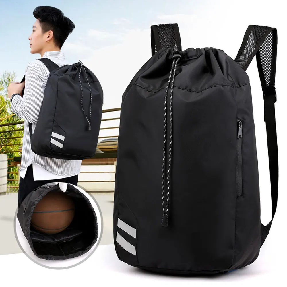 Sports Backpack Oxford Fabric Bucket Drawstring Waterproof Outdoor Fitness Football Soccer Basketball Backpack Gym Travel Bag