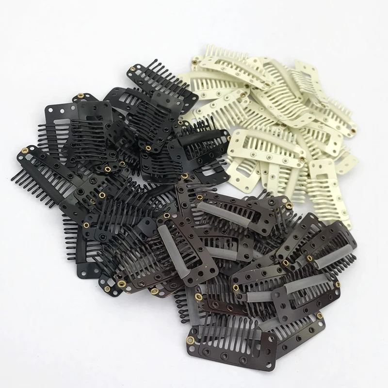 

20pcs 3.8cm Wig Clips Snap In Human Hair Extensions Hairpins Black Clips For Weft weaving Hair Closure Clips Brown Blonde