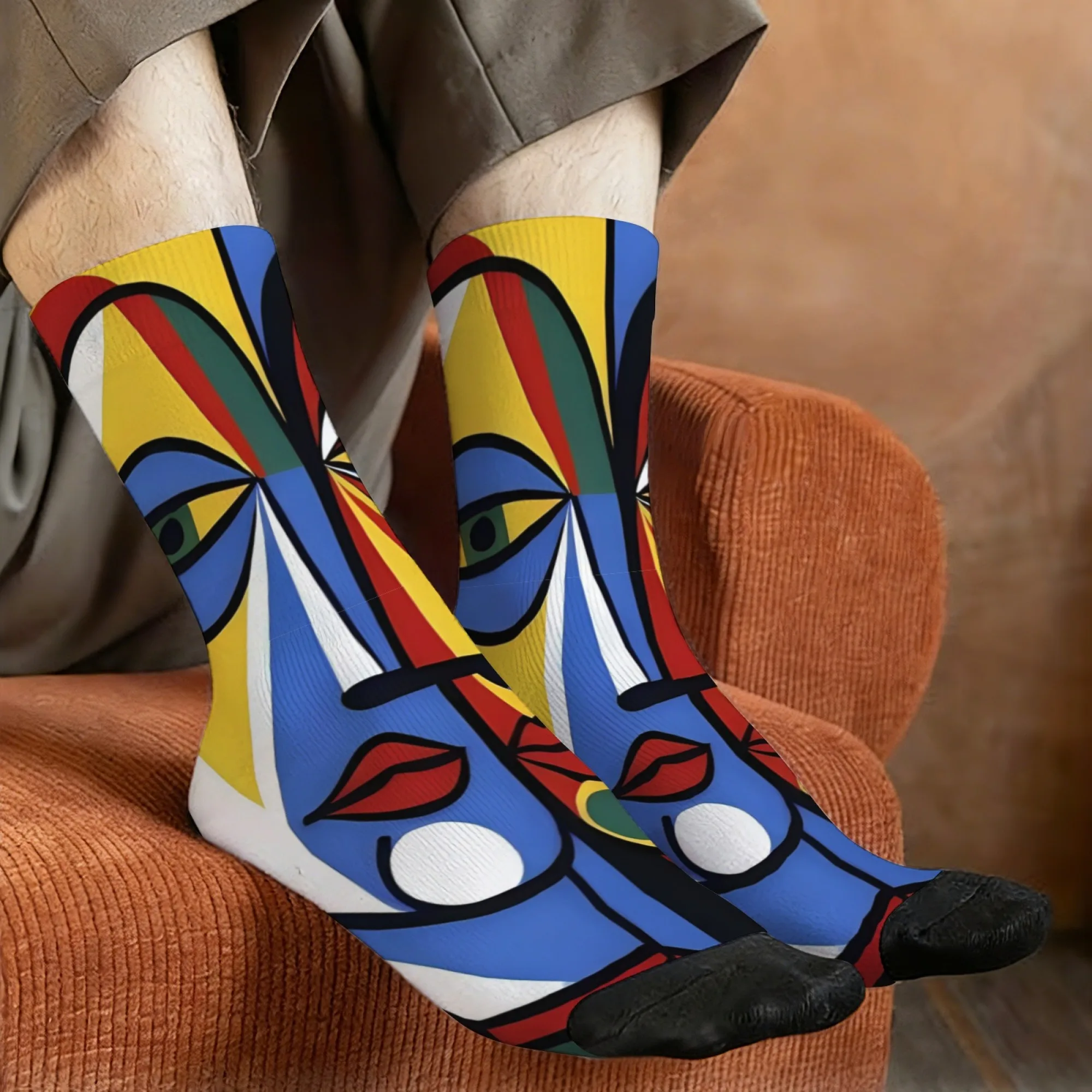 Picasso-inspired Abstract Face Print Men's Socks Comfortable Soft  Breathable Funny Stylish Outdoor Sports Happy Socks Gifts