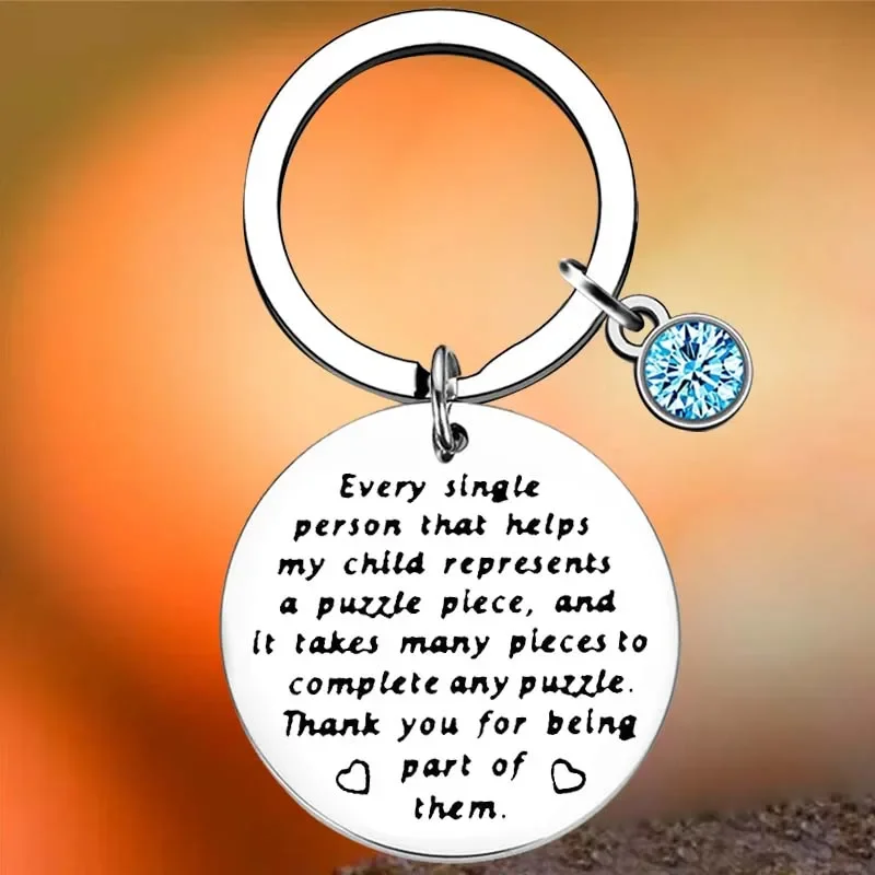 

Hot Autism Awareness Key Chain Ring Autistic Teacher Therapist Appreciation Gift keychains pendant Autistic Children Boy Gift