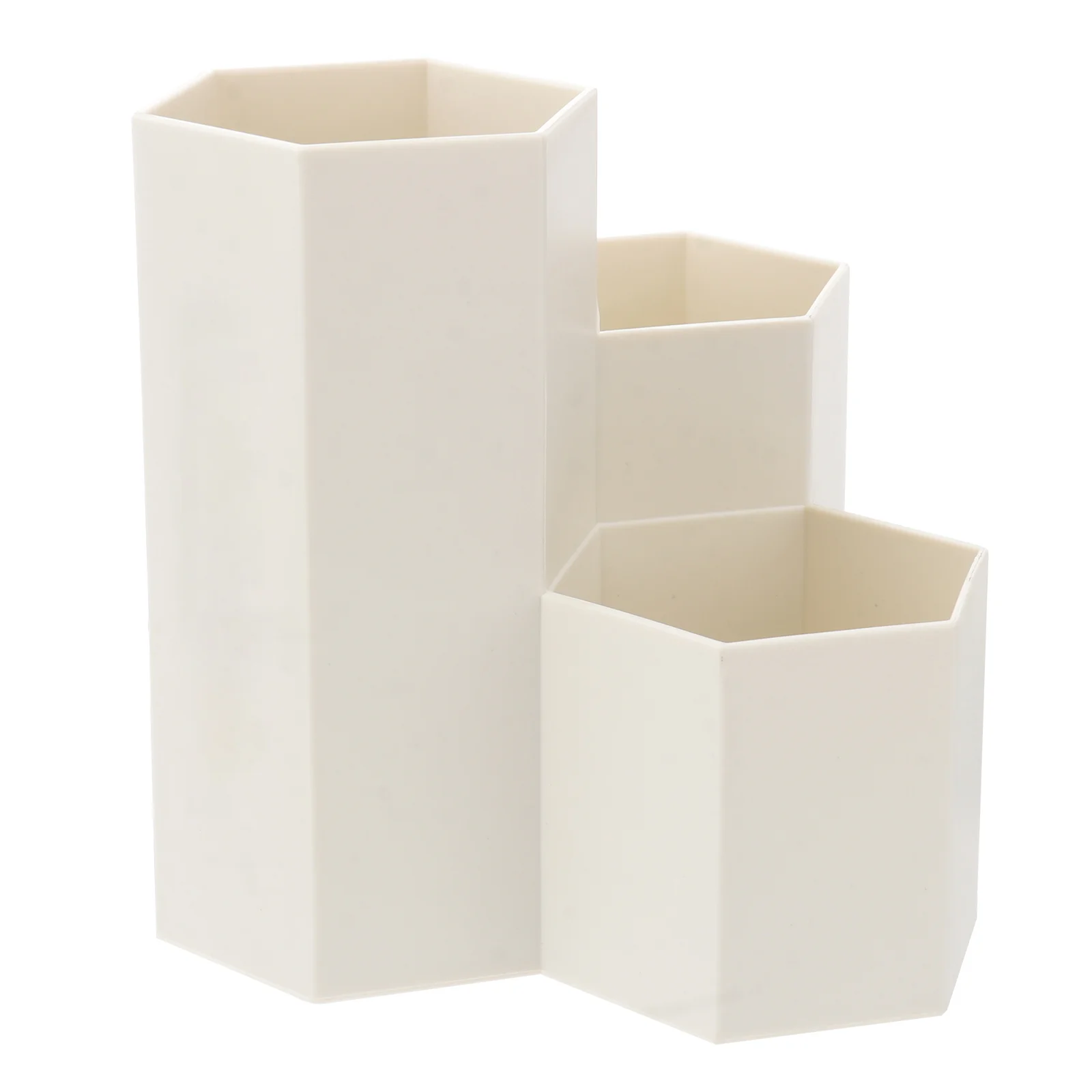 suporte de caneta hexagonal criativo recipiente de plastico caixa de armazenamento de desktop material de escritorio creme colorido organizador estudantil 01