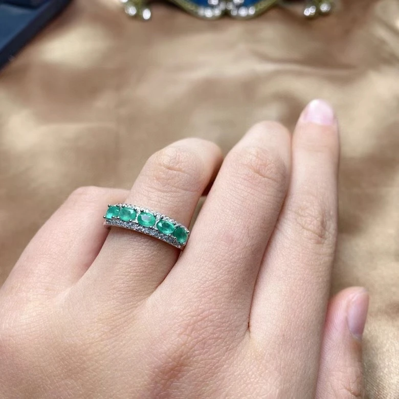 

Кольцо из стерлингового серебра с изумрудом для офисной женщины 3 мм * 4 мм, кольцо из натурального изумруда, подарок на день рождения для женщины