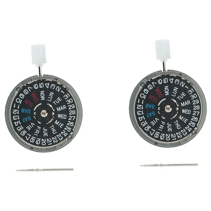 New Shown-2X NH36 English Date Week Automatic 3 Oclock Crown 3.8 O'clock Crown Watch Movement Mechanical Replacement Parts