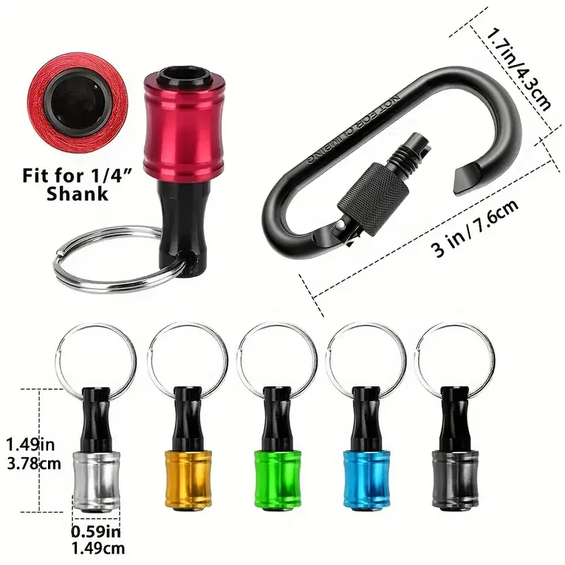 New Choice for Portable Tools! 1/6 Portable Drill Bit Holder Keychain, 1/4 Hexagonal Handle Seamless Docking, Hexagonal Handle Screw Quick Adapter