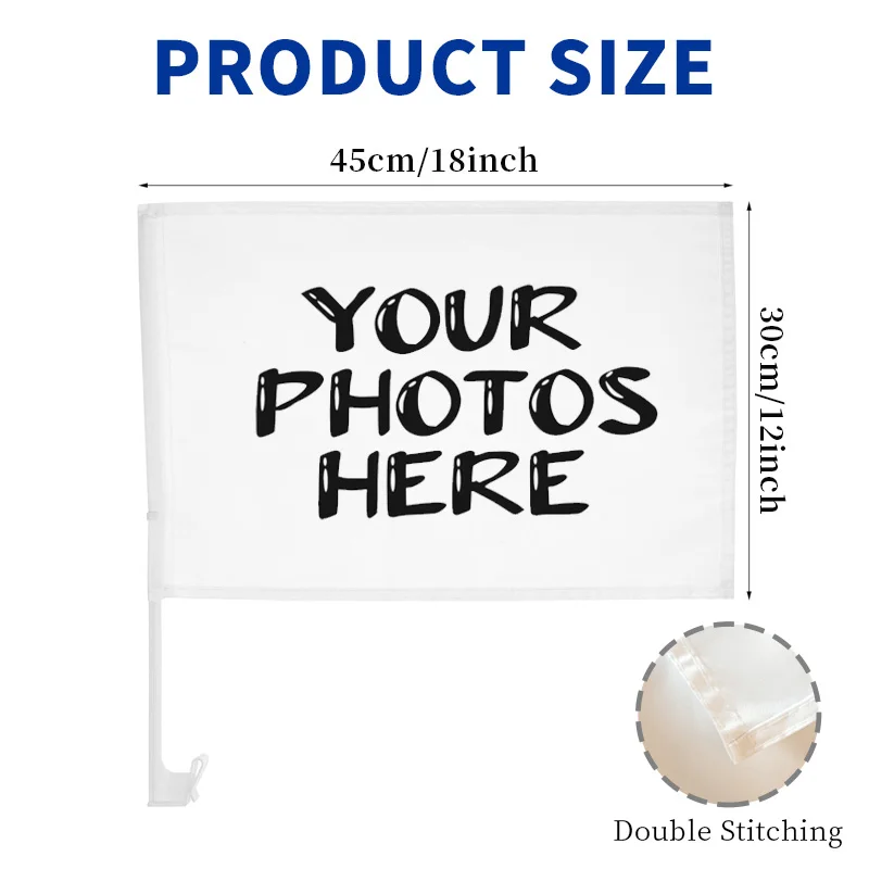 1pc/ 2pcs/ 4pcs Custom Car Window Flags with Pole, Flags with Double Stitching, for Most Car Windows, for Vehicle Decor