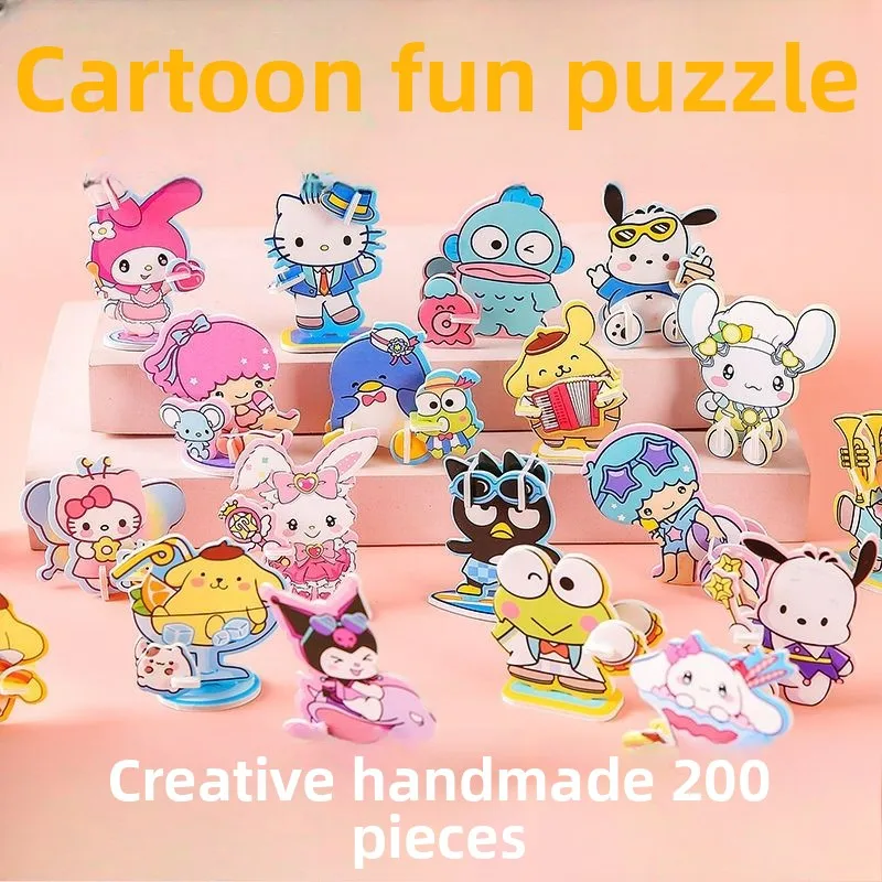 

Kawaii cartoon characters Sanrio cute fun puzzle cards children's animals 3d puzzle students reward small gift toys wholesale