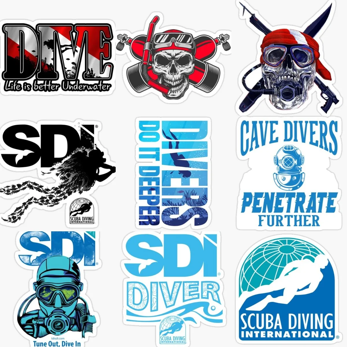 Scuba Diving Diver Flag Skull Sticker Motorcycle Laptop Car Window Glass Bike Accessories Truck Van Moto Wall Glass Helmet Decal